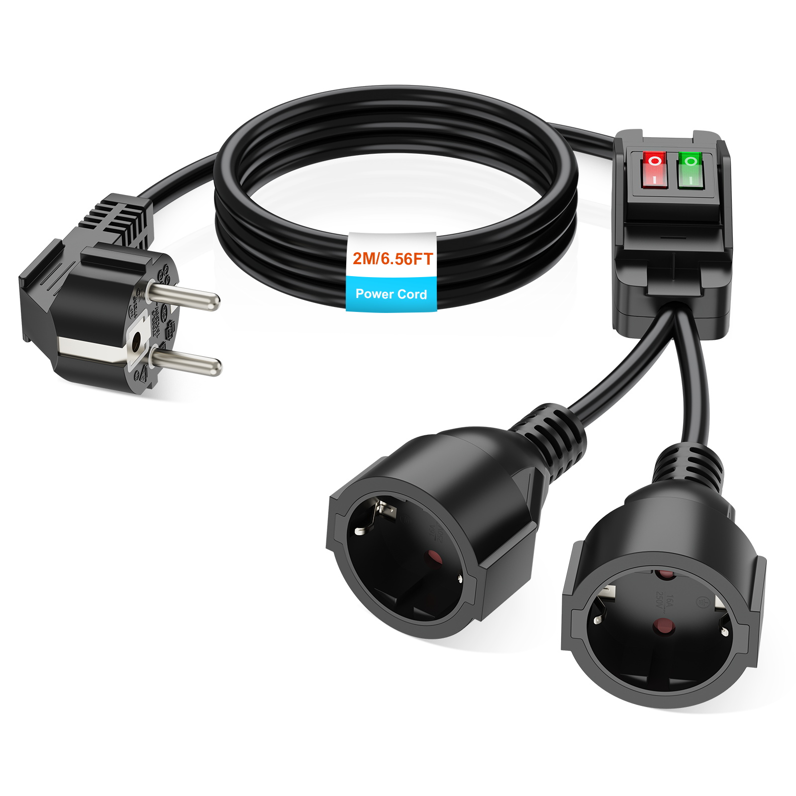 Outdoor Power Extension Cord - AB Fişi 40cm/2m Uzatma Kablosu Çift