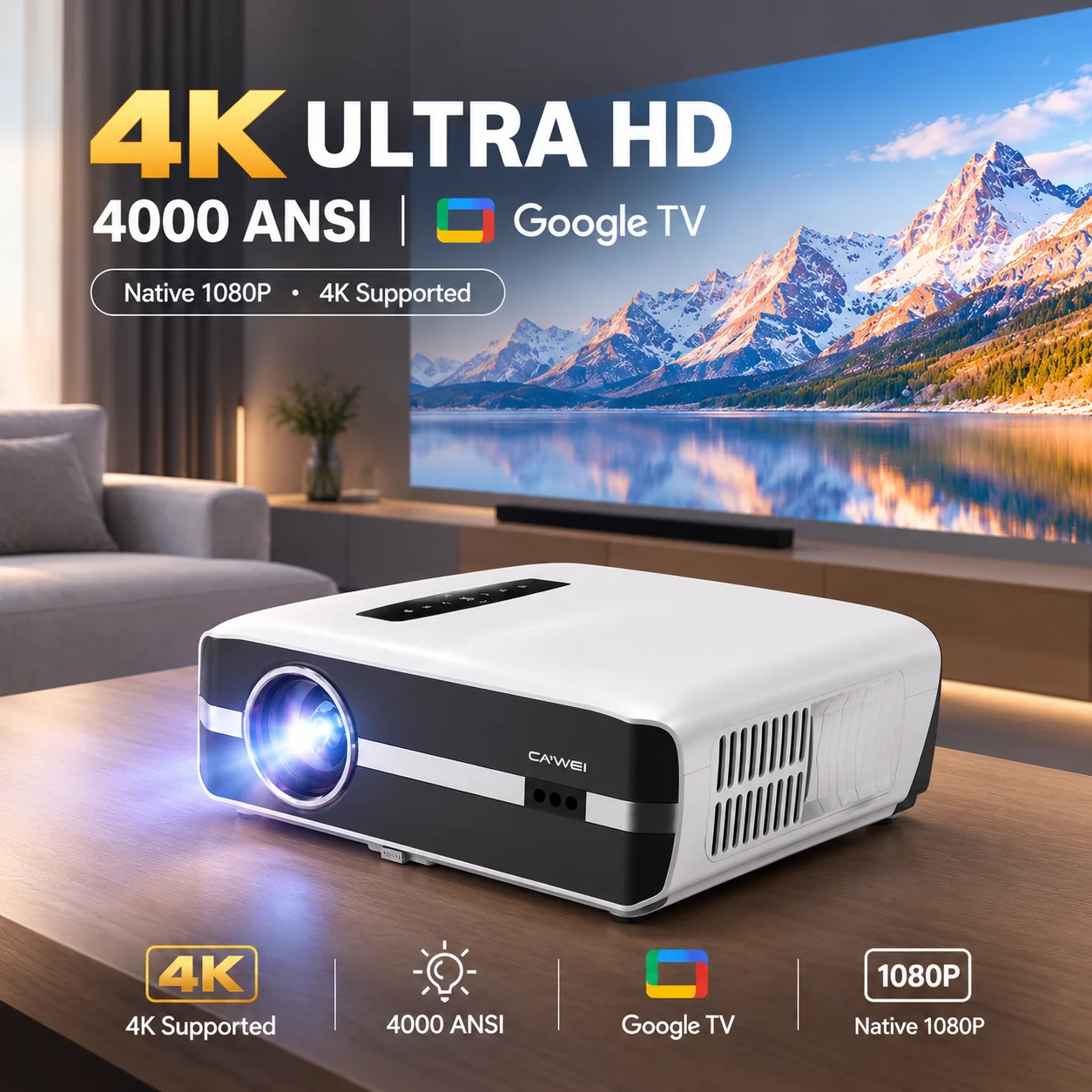 Outdoor Power Products - Yeni A9S 4K 4000ANSI Projektör, Otomatik